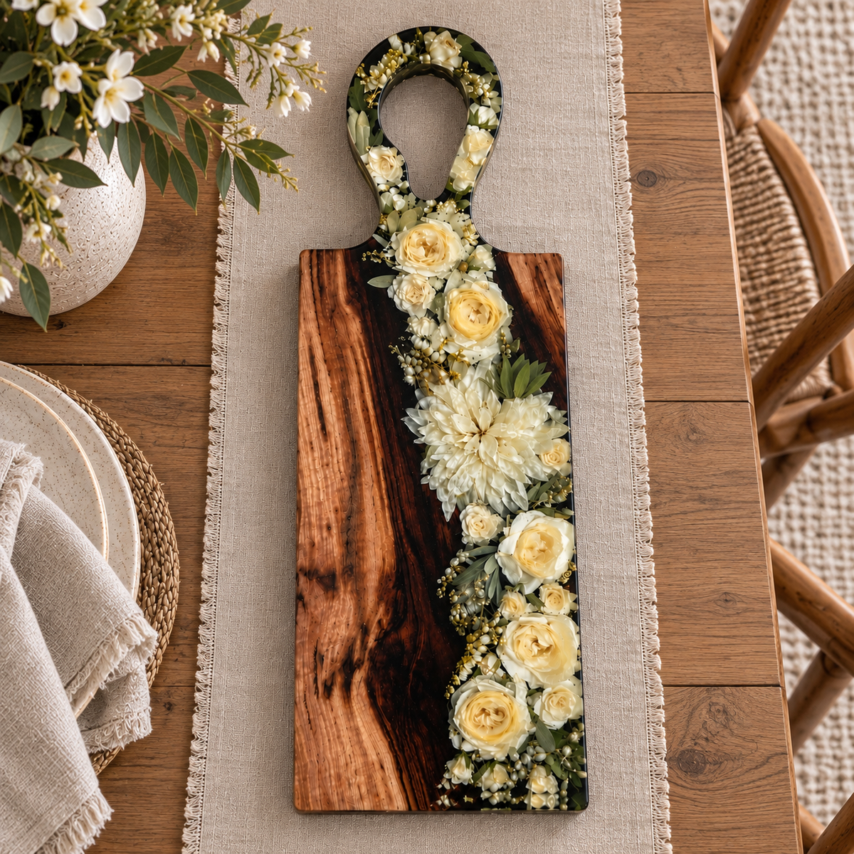 Floral Preservation Timber Charcuterie Board